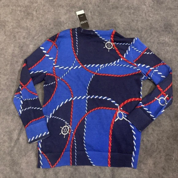 NWT Women Plus RALPH LAUREN Spring Beach Nautical Coastal Print light Sweater 2X - Picture 4 of 8